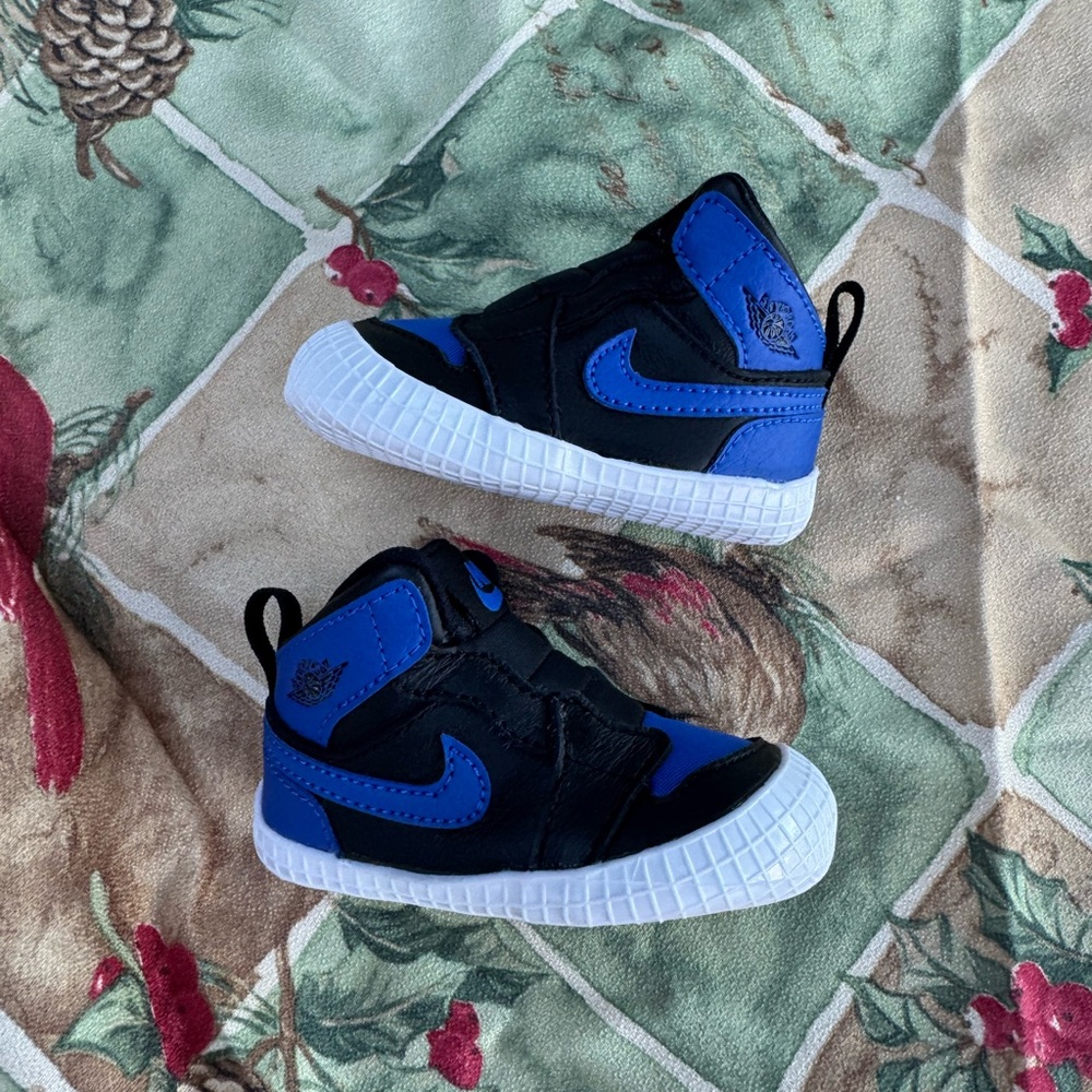 NEW Air Jordan 1 Crib Bootie Black Royal Varsity Blue White AT3745-007 No Box 3c